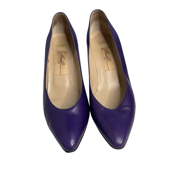 Amalfi vintage purple leather kitten heel women size 9B made in Italy - Picture 2 of 12